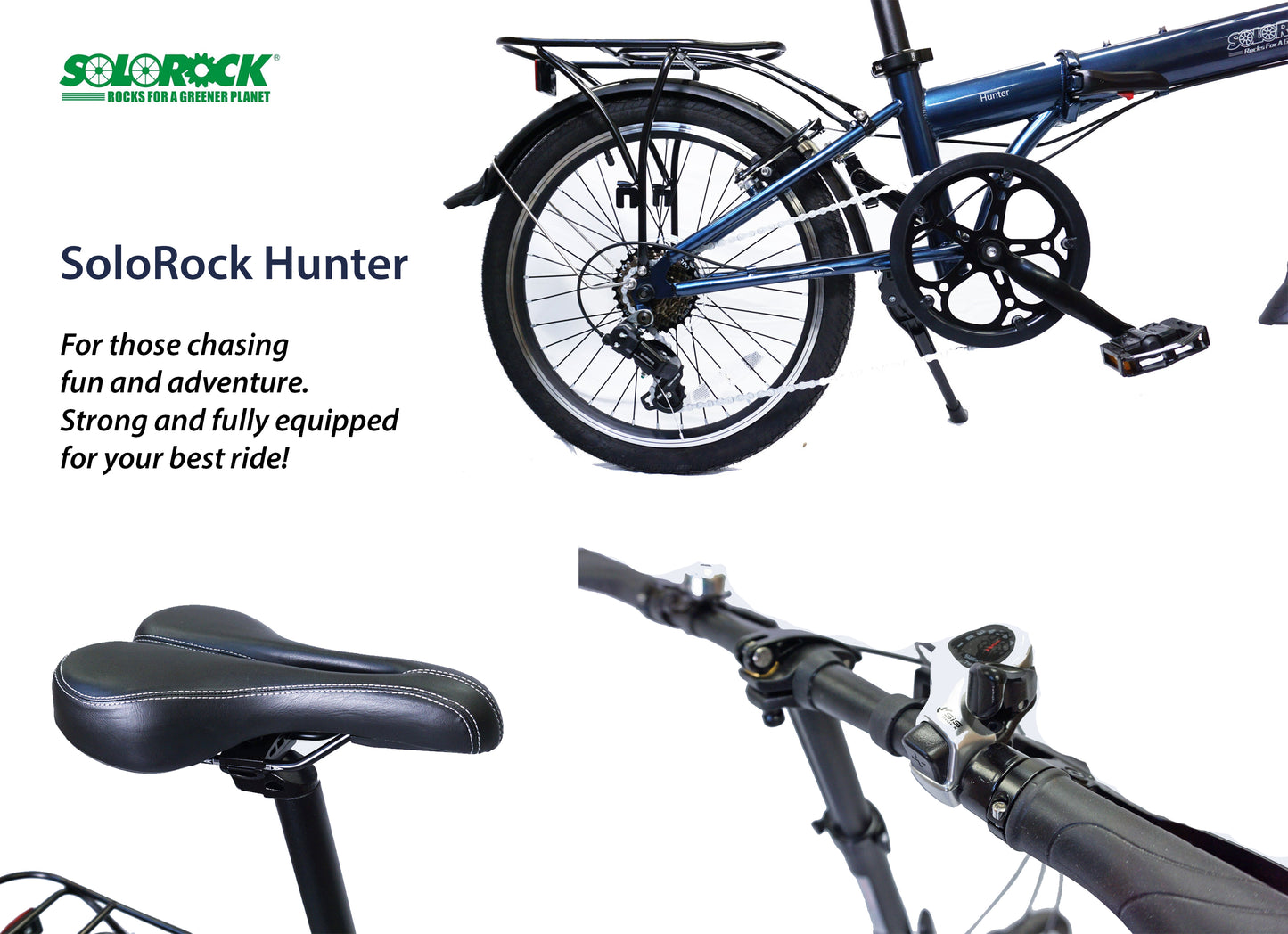 Hunter - SOLOROCK 20" 7 Speed Upgraded Steel Folding Bike