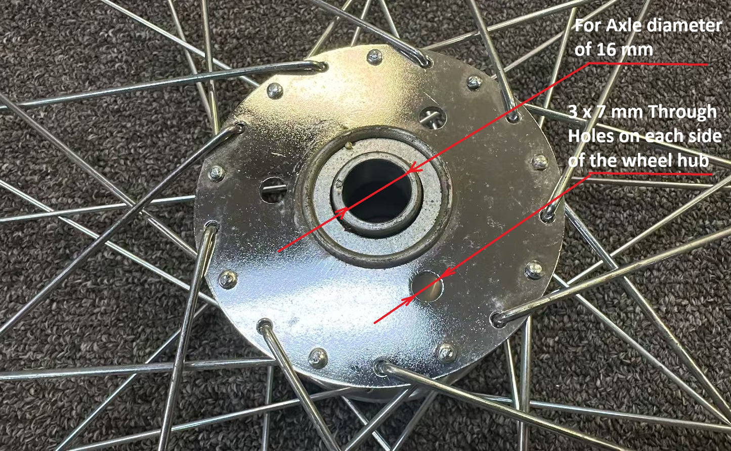 Roues à disque pour vélo pliant Narra 20 pouces, taille 406, 74 mm à l'avant, 135 mm à l'arrière, jantes dorées, rayons noirs - Livraison gratuite