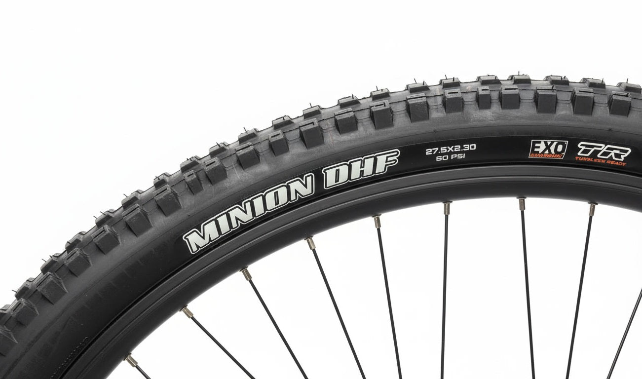 27.5" x 2.3" Maxxis Manion DHF Front Tire, DHR II Rear Tire, Optional CST Inner Tube