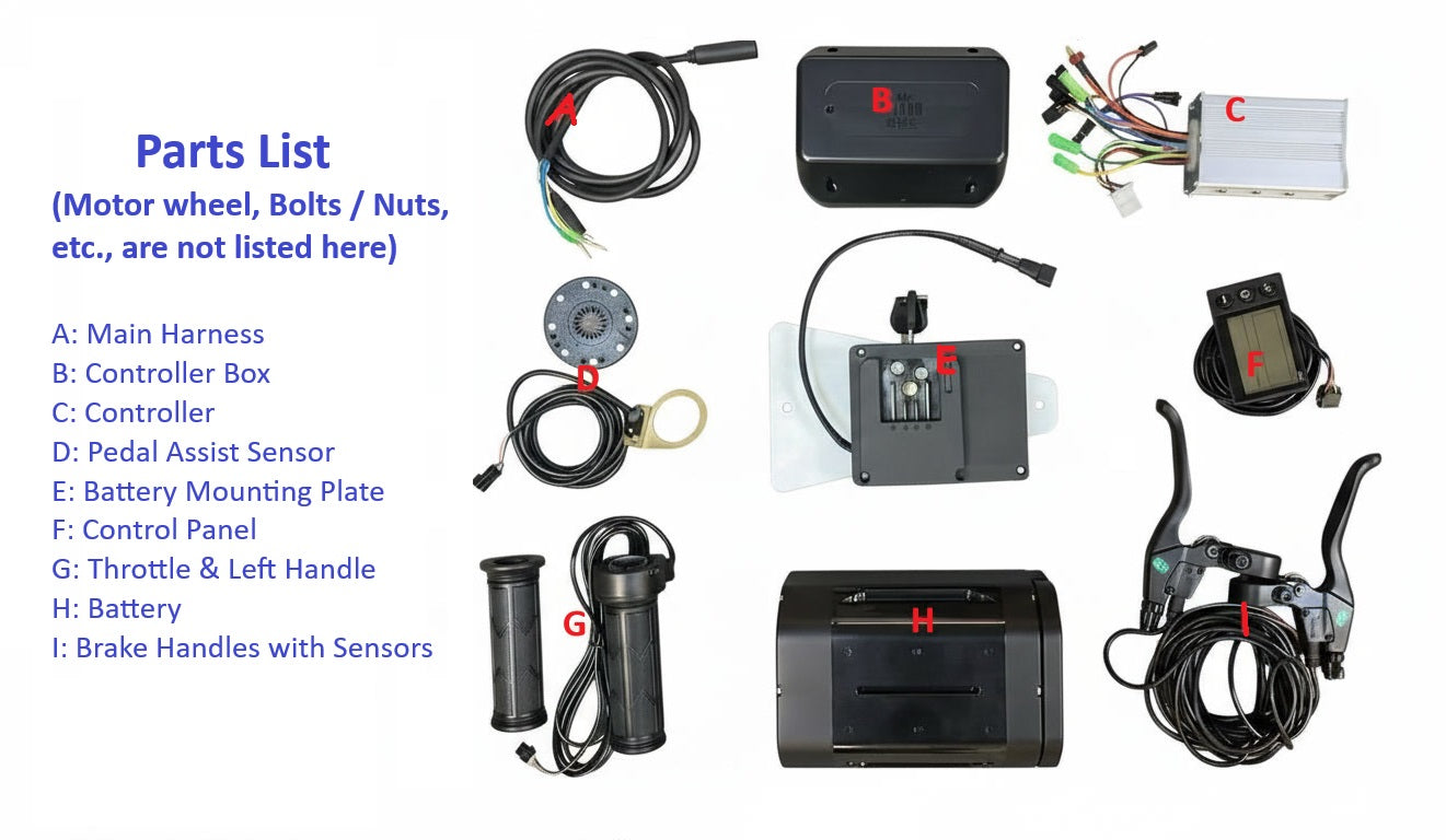 SoloRock Electric Tricycle Conversion Kit, Front Drive Motor & Lithium Battery