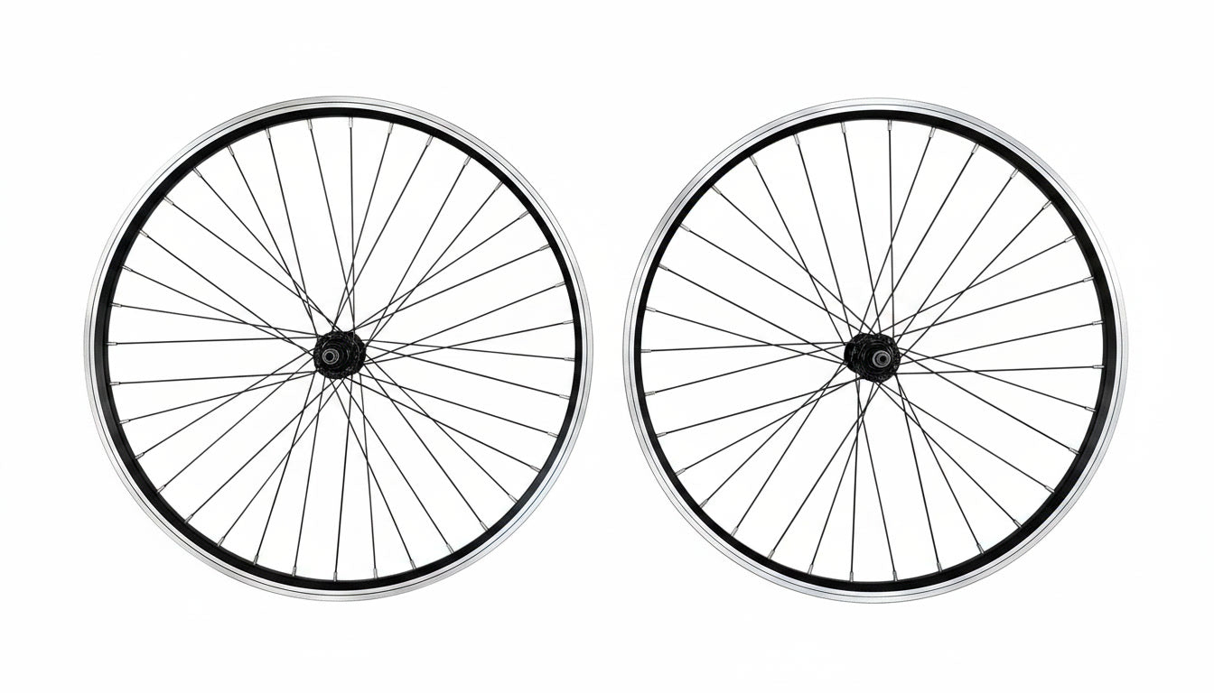 Roues à disque pour vélo pliant Narra 20 pouces, taille 406, 74 mm à l'avant, 135 mm à l'arrière, jantes dorées, rayons noirs - Livraison gratuite